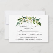 White Bloom Chic Wedding Response RSVP MAALTIJD op (Voorkant)