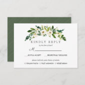 White Bloom Chic Wedding Response RSVP MAALTIJD op (Voorkant / Achterkant)