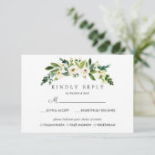White Bloom Chic Wedding Response RSVP MAALTIJD op Kaartje (Staand voorkant)