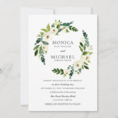 White Bloom | Elegant Floral Wreath bruiloft Kaart (Voorkant)