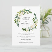 White Bloom | Elegant Floral Wreath bruiloft Kaart (Staand voorkant)