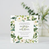 White Bloom | Floral Botanical Wedding Kaart (Staand voorkant)