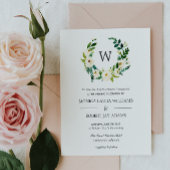 White Bloom | Floral Monogram Weddenschap Kaart