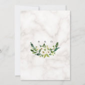 White Bloom Flowers Marble Handwriting Wedding Kaart (Achterkant)