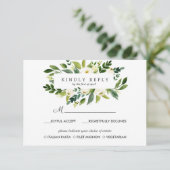 White Bloom FrameWedding Reactie RSVP MAALTIJD opt Kaartje (Staand voorkant)