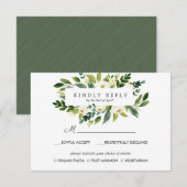 White Bloom FrameWedding Reactie RSVP MAALTIJD opt Kaartje (Voorkant / Achterkant)