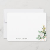 White Bloom Greenery Women Personalized Briefpapie Notitiekaartje (Voorkant)