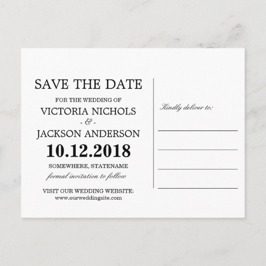 White Bloom hout Bloemen BRUILOFT de datum opslaan Aankondigingskaart (Achterkant)