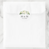 White Bloom | Klassiek monogram Floral Wedding Ronde Sticker (Tas)