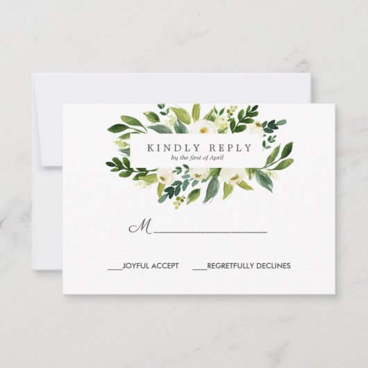 White Bloom Lijst Trouwreactie RSVP (Voorkant)
