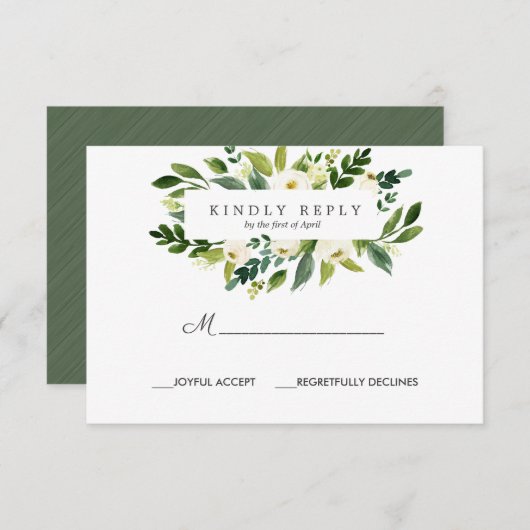 White Bloom Lijst Trouwreactie RSVP (Voorkant / Achterkant)