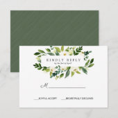 White Bloom Lijst Trouwreactie RSVP Kaartje (Voorkant / Achterkant)