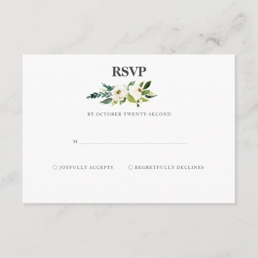 White Bloom RSVP-kaart Informatiekaartje (Voorkant)