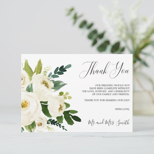 White Bloom | Rustic Floral Wedding Hartelijk dank Bedankkaart (Staand voorkant)