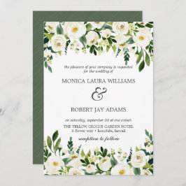 White Bloom | Rustige bruiloft met witte bloemen Kaart