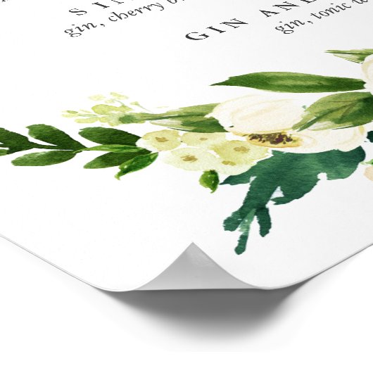 White Bloom | Signature Cocktail Menu Sign. Poster (Hoek)