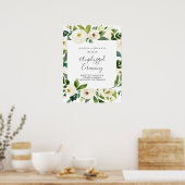 White Bloom Square Unplugged Wedding Ceremony Sign Poster (Keuken)
