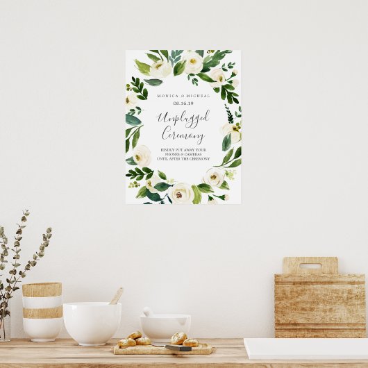 White Bloom | Teken voor ononderbroken weddenschap Poster (Keuken)