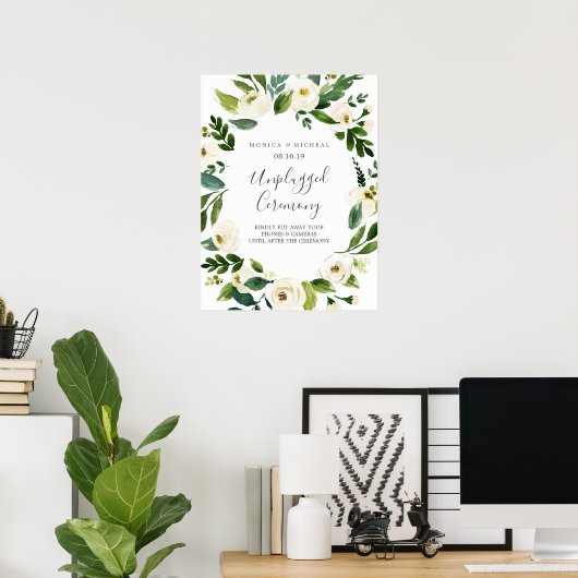 White Bloom | Teken voor ononderbroken weddenschap Poster (Thuiskantoor)