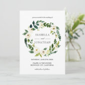 White Bloom | Waterverf Volledige bruiloft Wreate Kaart (Staand voorkant)