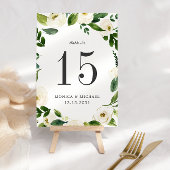 White Bloom WEDDING Personalised Table Number Kaart