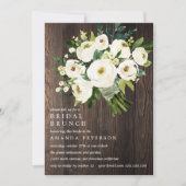 White Bloom Wood Bouquet Wedding Bridal Brunch Kaart (Voorkant)