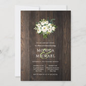 White Bloom Wood Bouquet Wedding Rehearsal Dinner Kaart (Voorkant)