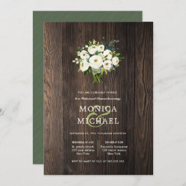 White Bloom Wood Bouquet Wedding Rehearsal Dinner Kaart