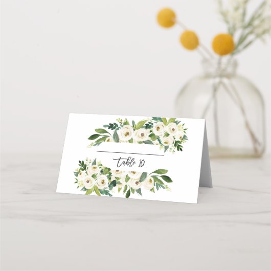 White Blooming Floral Handscripting Table Number Plaatskaartje (Achterkant)