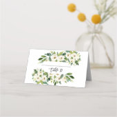 White Blooming Floral Handscripting Table Number Plaatskaartje (Voorkant)