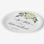 White Blooming Floral Handwriting Love and Bedankt Papieren Bordje (Gekanteld)