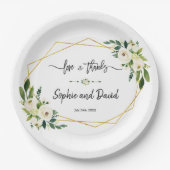 White Blooming Floral Handwriting Love and Bedankt Papieren Bordje (Voorkant)