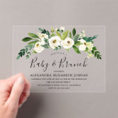 White Blooming Flowers Baby shower & Brunch Acryl Uitnodigingen (Insitu (Draagbaar))