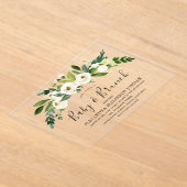 White Blooming Flowers Baby shower & Brunch Acryl Uitnodigingen (Laagn)