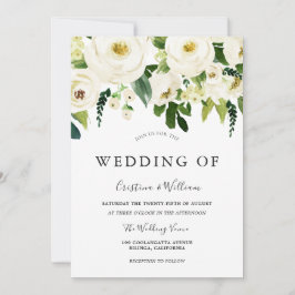 White Blooming Flowers Elegant Wedding Kaart