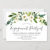 White Blooming Flowers Engagement Party Magnetische Uitnodiging (Voorkant)