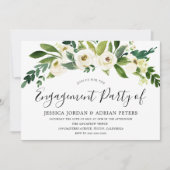 White Blooming Flowers Engagement Party - Uitnodig Kaart (Voorkant)