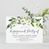 White Blooming Flowers Engagement Party - Uitnodig Kaart (Staand voorkant)