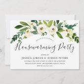 White Blooming Flowers Housewarming Party Kaart (Voorkant)