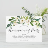 White Blooming Flowers Housewarming Party Kaart (Staand voorkant)