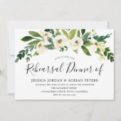 White Blooming Flowers Rehearsal Dinner Invitation Kaart (Voorkant)