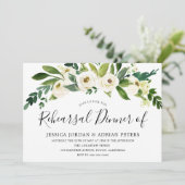 White Blooming Flowers Rehearsal Dinner Invitation Kaart (Staand voorkant)