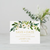 White Blooming Flowers Weddenschap Save the Date Folie Uitnodiging Briefkaart (Staand Voorkant)