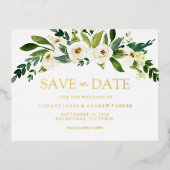 White Blooming Flowers Weddenschap Save the Date Folie Uitnodiging Briefkaart (Voorkant)