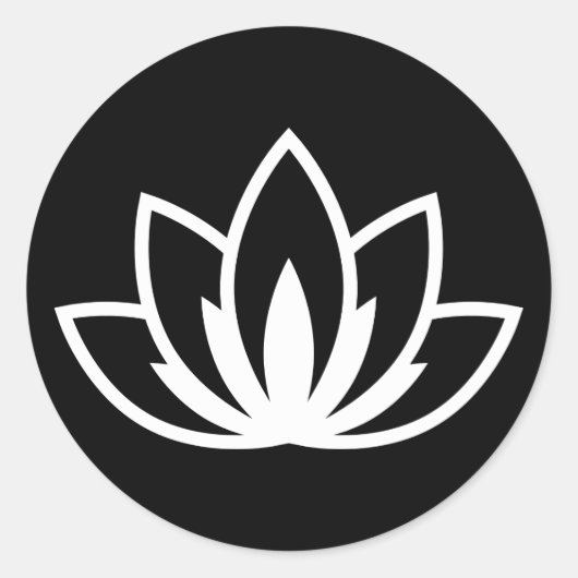 White Blooming Lotus Flower symbol Classic Round S Ronde Sticker (Voorkant)