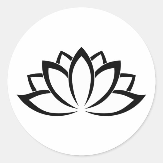 White Blooming Lotus Flower symbol Ronde Sticker (Voorkant)