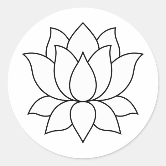 White Blooming Lotus Flower symbol Ronde Sticker (Voorkant)