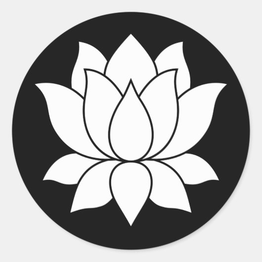 White Blooming Lotus Flower symbol Ronde Sticker (Voorkant)