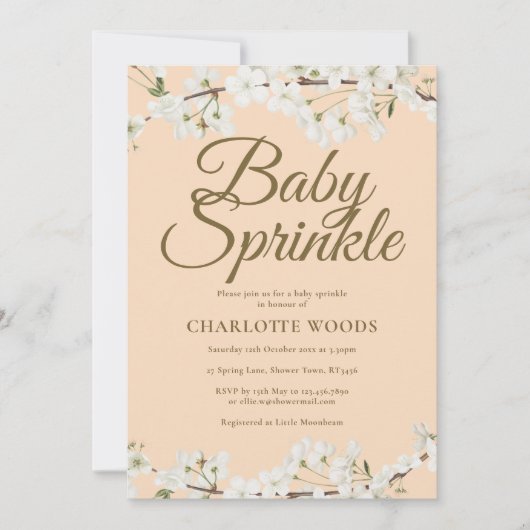 White Blossom Baby Sprinkle Geslacht Neutraal Kaart (Voorkant)
