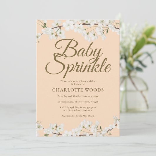White Blossom Baby Sprinkle Geslacht Neutraal Kaart (Staand voorkant)